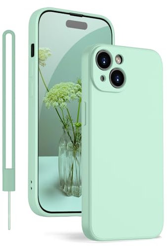 KPPIT for iPhone 15 Case Silicone,Shockproof Cover with Microfiber Lining 6.1 inch,Silky-Soft Touch Full-Body Protective iPhone 15 Phone Case(Light Green)