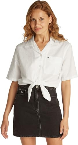 Tommy Jeans Damen Tjw CRP Linen Ss Shirt Dw0dw20286 S/S Shirt (1er Pack)