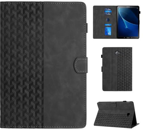 CASAFUNY Hülle für Samsung Galaxy Tab A 10.1 2016, Multi-Winkel Folio Schutzhülle mit Auto Schlaf/Wach Tablette Hülle für Samsung Galaxy Tab A6 10.1 Zoll SM-T580/T585, Schwarz