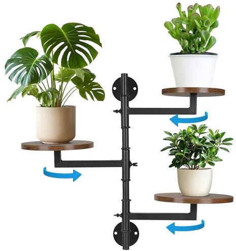 YENGOTH Wooden rotating Window Plant Stand (black)