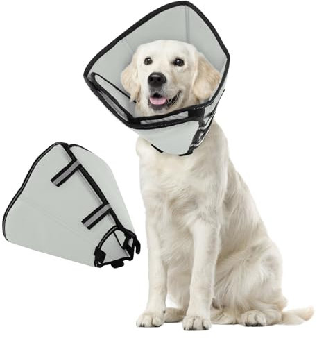 Collerette pour chien douce après opération, réglable, anti-fuite, collier léger, gris, taille S