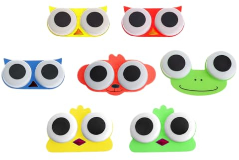 MYSUNBAR Presbyopische Linse, 7 STÜCKE Süßer Cartoon 3D Große Augen Kontaktlinsen Box Case Eule Frosch Tierform Kontaktlinsenbehälter