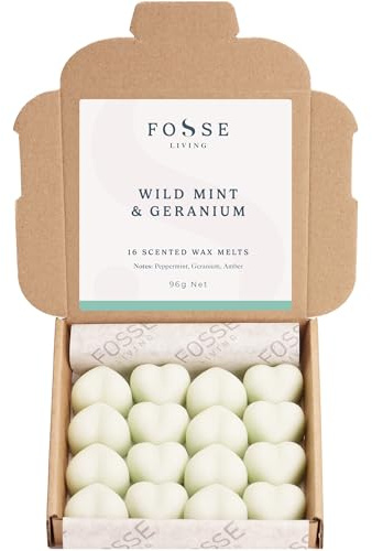 Fosse Living Wild Mint & Geranium Strong Scented Wax Melts 16 Pack - The Gift for Every Occasion – Made in The UK