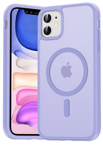 Natiiozie Magnetica Cover per iPhone 11 Compatibile con MagSafe Custodia Traslucida Opaca Posteriore, Antiurto Anti-impronta Resistente ai Graffi Protettiva Case viola chiaro