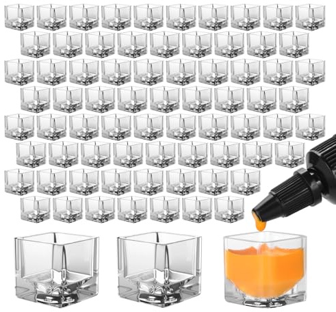 ATOMUS 200pcs Transparent Tattoo Ink Cups Square Clear Pigment Cup Ice Cube Shape Plastic Ink Container Tattoo Accessories Permanent Makeup Pigment Clear Holder