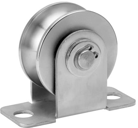 Umlenkrolle Seilrollen, 48mm Edelstahl Hebekran Flaschenzüge, U-Rollen Seilrollen mit Kugellager, Fitness Umlenkrolle,für Stahlseil,Schiebetore Seile, Lager, Rolltor (1 Stück)