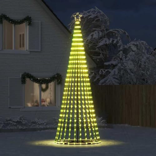 IKAYAA Arbol de Navidad de Exterior con Luces Cono Árbol de Navidad Metal Grande Blanco cálido 1028 LED Iluminación Navideña Festival Adorno Decoración Jardín Patio Árbol de Navidad Cónico 4 m