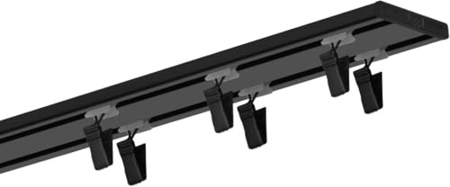 Voppi Gardinenstange Aluminium Deckenschiene doppelt leicht 140cm schwarz für Froschrollen für Wohnzimmer Küche Esszimmer Büro