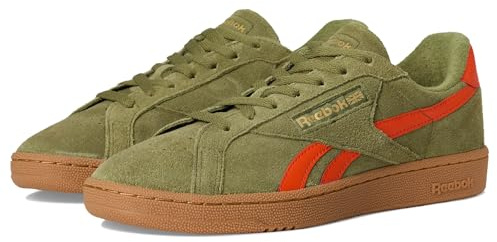 Reebok Unisex Adult Club C Grounds Sneakers, Deepolive/Pump Orange/Gum, 5.5 Women/4 Men