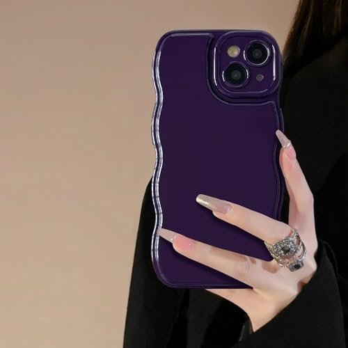 FABSPARK Phone Case for iPhone 14 Pro Max Case,Simple Wave Design Wavy Frame Soft Silicone Aesthetic for iPhone 14 Pro Max,Deep Purple