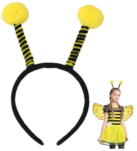 CAIKAILIOR Bienen Kostüm,Damen Biene Haarreif mit Plüsch Fühler Karneval Kopfschmuck Kinder Erwachsene fasching Haarreifen Bienenfühler Bienenkostüm Accessoires for Herren Frauen Faschings Zubehör
