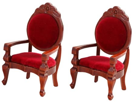 PERSELOSO 2stücke Miniatur Holzstuhl Für Puppenhaus Rote DIY Möbel Für Kreative Wohnraumgestaltung Für Miniaturmodelle Und Dekoration