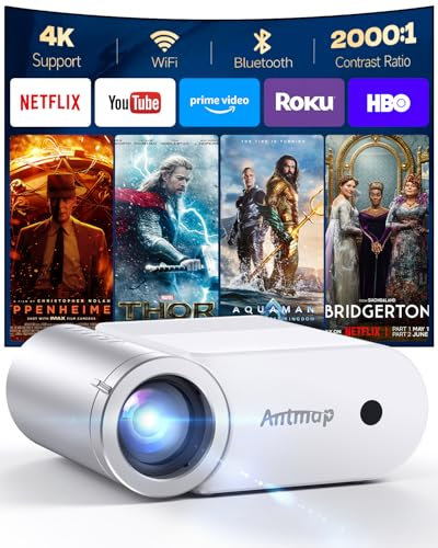 Mini Proiettore WiFi e Bluetooth, Proiettore Portatile Home Cinema 1080P per Telefono, 200” Home Theater per Camera da Letto per iPhone/HDMI/USB/TV Stick