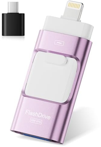 ROSPE USB Stick 256 GB für iPhone, MFi-zertifiziertes 4-in-1 Speicherstick mit USB 3.0, Lightning, USB-C & Micro-USB, kompatibel mit iPhone/iPad/Android/PC, USB 3.0 High-Speed Memory Stick, Lila