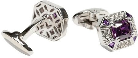 WLGDMO Manschettenknöpfe Für Herren Retro Square Zircon Business Formelle Manschettenknöpfe Herrengeschenk-Lila-26 * 16Mm