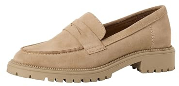 Tamaris Damen Loafer flach Leder, beige, 40 EU