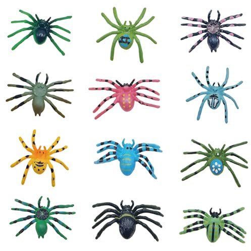 12 Stück Spinnen Action Modelle Spinne Spielzeug Realistische Spinnenfiguren Halloween Realistische Spinnen Action Spinnen Dekorationen Spider für Halloween Requisiten Parodien, Partys, Dekorationen