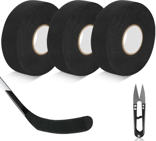 APXEL Schläger Tape, 25mm x25m Hockeyschläger Tape mit Schere Anti Rutsch Griffband Selbstklebendes HockeyTape Sporttape für Badminton Tennis Golf (Schwarz)
