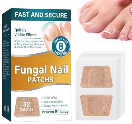 Nagelpilz Pflaster 32 Stück, für Nagelpilz & verfärbte Nägel | Fungal Nail Patches, Nagelpflaster, natürlich und sanft, für verfärbte und brüchige Nägel unterwegs und zu Hause