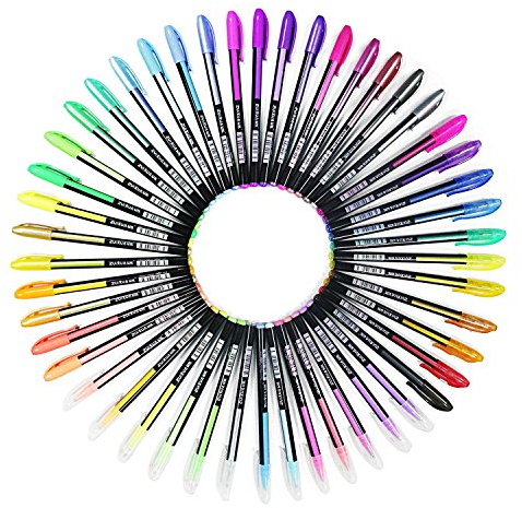 Ciaoed 48 Stück Glitzer Gelschreiber Gelstifte Multicolor Gel Stift Set Färbungsbücher Zeichnung Malbücher(12 Metallisch + 12 Glitzer + 12 Neon + 12 Wasserkreide)
