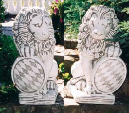 2 Löwen Set (S309+S310) Torwächter Gartenfiguren Statuen Steinguss 68 cm Figuren Tiere Deko Dekoration