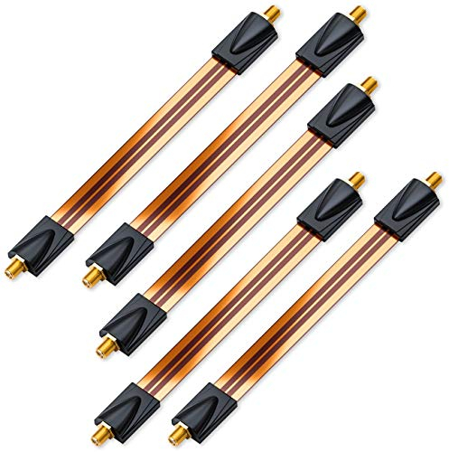 deleyCON 5x Traversée de Fenêtre Câble SAT 17 cm Flexible 26 cm de Longueur Câbles de Fenêtre Raccord Fenêtres & Portes Plaqué or Extrêmement Plat Blindé Tampons Adhésifs - Cuivre