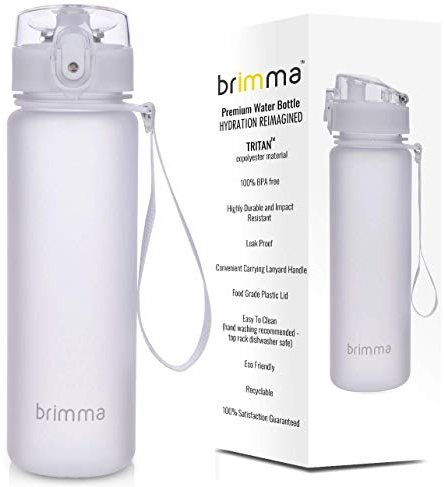 Brimma Premium Sports Water Bottle with Leak Proof Flip Top Lid - Eco Friendly & BPA Free Tritan Plastic - Must Have for The Gym, Yoga, Running, Outdoors, Cycling, and Camping