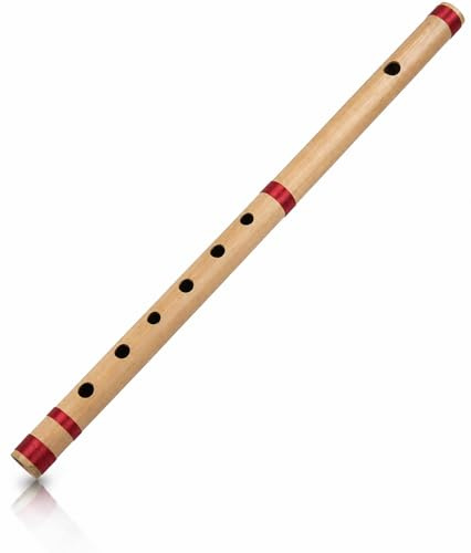 Einzigartige Geburtstagsgeschenkideen, 43,18 cm, authentische indische Bambusflöte in A-Schlüssel, Holzbläser, Musikinstrument, Blockflöte, traditionelles Bansuri, handgefertigt