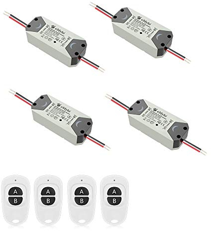 eMylo Smart Wireless RF Control remoto Interruptor 220V Relé 1000W Un 1 canal RF Relé Interruptor 90-250V Domótica 433 MHz con dos transmisores 4 paquete
