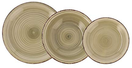 Quid Vita Natura Vajilla Cerámica 18 Piezas - 6 Personas Gres Apto Microondas Seque Los Platos Por Las Dos Caras Después De Cada Lavado Apilable