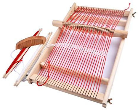 Chonor Webrahmen aus Holz für Kinder, 40 x 25 cm Komplette Schul-Webrahmen Multi-Prozess Holzwebstuhl Bastelspielzeugset für Anfänger