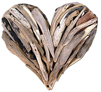 SEESTERN Treibholz Deko mit Herz (40 cm) Motiv Wanddeko Driftwood Holzdeko /FBA_1432