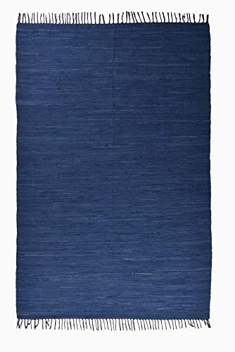 Theko Young Fashion Klassischer Teppich strapazierfähig aus 100% Baumwolle in der Farbe Blau 700, Maße: 180cm x 120cm, 420135