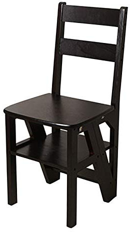 MYAOU Dual-Purpose Step Stools for Adults, Wooden Stool Folding Chair Plant Stands Indoor Step Ladders Balcony Decorative Platform Ladder (4 Steps)