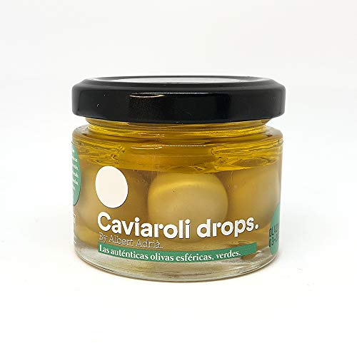 Caviaroli - Drops di Olive Verdi - Sferificazioni Gelificate di Olive Triturate - Aperitivo Gourmet Cucina Molecolare - Barattolo con 6 Perle di Olive - 170 gr.