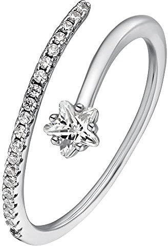 Heideman Ring Damen aus Edelstahl silber farbend poliert Damenring Jella für Frauen silberfarben mit Stein weiß