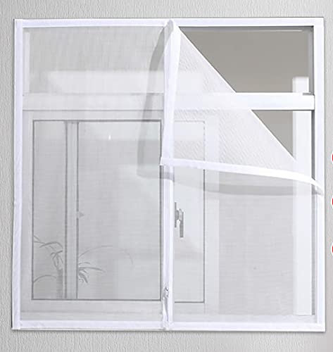 Fensterschutz für Katzennetz mit Reißverschluss, Fliegengitter gegen Mücken und Insekten, mit Selbstklebendem Klebeband(Benutzerdefinierte Größe)