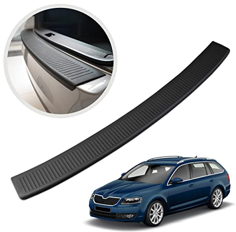 CHROMEMASTER | Ladekantenschutz Stoßstangenschutz | Kompatibel mit Skoda Octavia 3 Kombi 2013-2017; Kunststoff, Matt-schwarz; Unsere Lackschutzleiste Sichert den Heckstoßfänger vor Kratzern