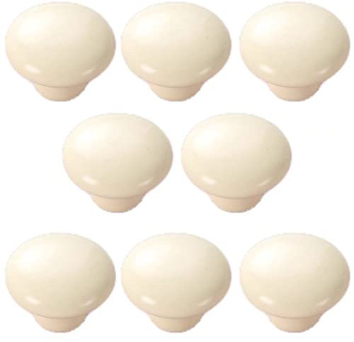 8 Pack Ceramic Cabinet Knobs Round Shape Cream White Drawer Knob Home Cupboard Kitchen Dresser Pull Handle Cabinet Hardware Knobs, Diameter 38mm/ 1.50