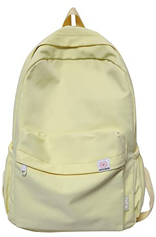 DKIIL NOIYB Ästhetischer Rucksack für Mädchen, einfarbig, ästhetische Schultasche, große Kapazität, Kawaii-Rucksack, ästhetischer Rucksack für Schule, Studenten, Laptop-Rucksack, A05, Gelb, 43