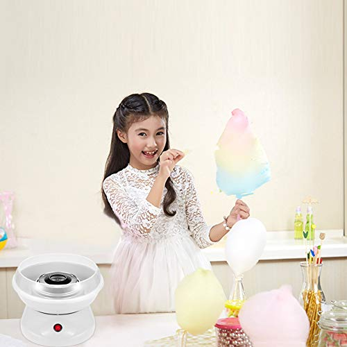 Zuckerwattemaschine für Zuhause, Zuckerwatte-Maschine Set Mit Zuckerwatte Stäbchen & Messlöffel, Zuckerwatte in nur 2 min (Weiß)