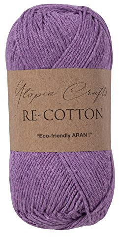 Utopia Crafts Re-Cotton Knitting Yarn, 100g (Muted Purple)
