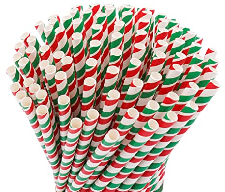 Papier Strohhalme kurz Italia Design, 100 Stück, 16 cm lang, 7mm Ø. Strohhalm Italien italienische Flagge, tricolore, biologisch abbaubar, Umweltfreundlich Einweg Trinkhalm (Kurz)