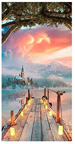 DCIDBEI 50 x 110 cm,Diamond Painting Grande Formato, Pintura Diamante Paisaje 5D Redonda para Adultos, Punto de Cruz Artesanía Salón Entrada Decoración de Pared, Puente Roto al Atardecer