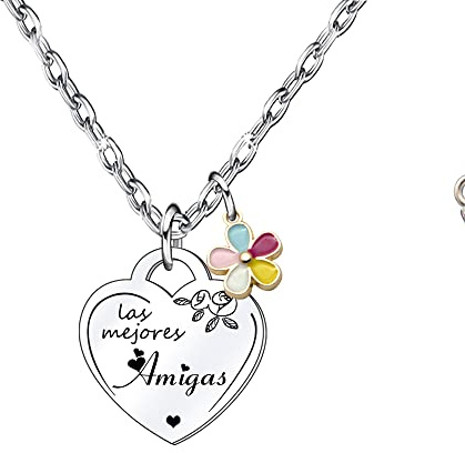 Lumengqi Amiga Regalo Collar Amistad - Colgante/Collar de Acero Inoxidable Brillante Antialérgico, con Mensaje Grabado