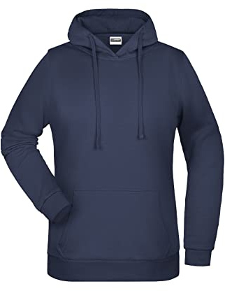 James & Nicholson Damen Basic Kapuzensweat - Leicht taillierter Kapuzenpulli mit angerauter Innenseite | Farbe: navy | Grösse: S