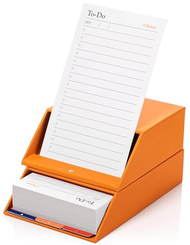 Notsu Centre Rise To-Do-Liste Kartenplaner Box Ständer Set | 50 faltbare To-Do-Notizkarten vertikal 7,6 x 12,7 cm, Produktivitäts-Index-Karten-Organizer, Tab-Trenner, Schreibtischkartenhalter, Ständer