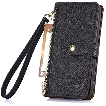 Rnrieyta Miagon Cerniera Portafoglio Custodia per Samsung Galaxy A13 5G,Magnetica Cuore Cover Protettiva Libro con 7 Porta Carte Flip Caso con Cinturino da Polso
