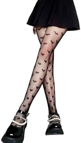 Medias Rejilla Mujer Talla Única desde XS a XXL. Pantis Lencería Sexy Negras. Pantimedias Fantasía con Corazones. Ropa Interior Mujer Sexy Negras de Red. Pantys Malla de Lunares Corazón. (2)