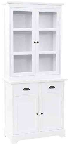 Homgoday Anrichte mit Anrichte mit 4 Türen aus MDF und Kiefernholz, 80 x 40 x 180 cm, platzsparend, Outdoor-Möbel für Balkon, Wohnzimmer, Büro, Schlafzimmer, Badezimmer